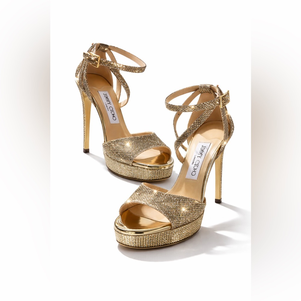 Jimmy‎ Choo Glittering Gold Platform Heels